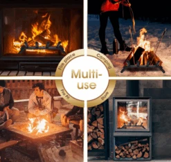 15.5" Fireplace Grate With Ember Retainer, Cast Iron Chimney Hearth Wood Stove Burning Rack Holder, 1/2” Bar For Fire Pits, Camping -Cheap Grill Store B09NQ181H2 2