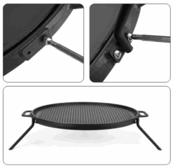 BBQ Cast Iron Griddle, Grill Cookware For Solo Stove Bonfire 19.5" Fire Pit And Yukon Firepit, Portable Round Iron Pan With 3 Removable Legs -Cheap Grill Store B09SCQVZGC 3