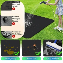 Fireproof Fire Pit Mat, Grill Mats, 36″ Round Under BBQ Mat Protect Decks And Patios From Grease Splatter, Absorbent Oil Reusable And Washable -Cheap Grill Store B0BCWD2LJC 1