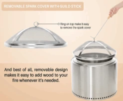 Fire Pit Spark Cover For Solo Stove Bonfire Size Firepit - Easy To Lift 304 Stainless Steel Fire Pit Fireplace Spark Shield With Guild Stick -Cheap Grill Store B0C7F864MH 2
