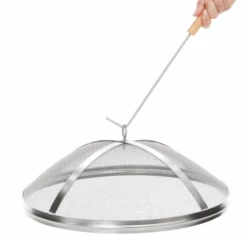 Fire Pit Spark Cover For Solo Stove Bonfire Size Firepit - Easy To Lift 304 Stainless Steel Fire Pit Fireplace Spark Shield With Guild Stick