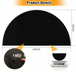Fireplace Hearth Mats Fire Resistant, Half Round Fireproof Fire Pit Mat Hearth Rug, Floor Covering Protector, Flame-Resistant Pad, 32x60Inch Black -Cheap Grill Store B0C9QC1TS4 1