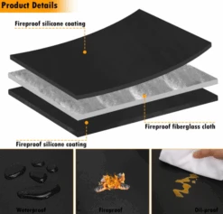 Fireplace Hearth Mats Fire Resistant, Half Round Fireproof Fire Pit Mat Hearth Rug, Floor Covering Protector, Flame-Resistant Pad, 32x60Inch Black -Cheap Grill Store B0C9QC1TS4 2