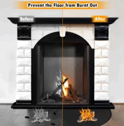 Fireplace Hearth Mats Fire Resistant, Half Round Fireproof Fire Pit Mat Hearth Rug, Floor Covering Protector, Flame-Resistant Pad, 32x60Inch Black -Cheap Grill Store B0C9QC1TS4 3