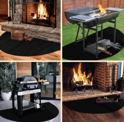 Fireplace Hearth Mats Fire Resistant, Half Round Fireproof Fire Pit Mat Hearth Rug, Floor Covering Protector, Flame-Resistant Pad, 32x60Inch Black -Cheap Grill Store B0C9QC1TS4 4