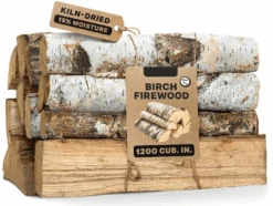 15" Birch Firewood Logs, Seasoned Kiln-Dried Fire Wood For Fire Pit, Fireplace, Campfire, Pizza Oven, Split Wood, Solo Stove, 1200 Cub. In. 15-20lb