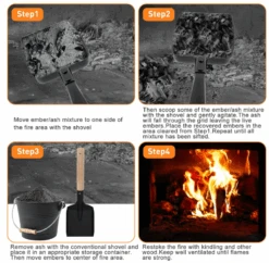 13“ ”Hollow Out Fireplace Ash Sifter Metal Coal Shovel Heat Resistant Scoop Charcoal Shovel Tools With Self-Adhesive Hook For Wood Stove Fire Pit -Cheap Grill Store B0DGWTKLDY 4