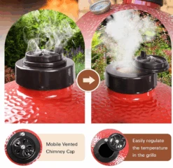 Ceramic Vented Chimney Cap For Kamado Joe Dual Function Metal Top, Daisy Wheel For Classic & Big Joe Series Kamado Joe KJ Damper Chimney Cap -Cheap Grill Store Ceramic Vented Chimney Cap for Kamado Joe Dual Function Metal Top Daisy Wheel for Classic Big Joe Series Kamado Joe KJ Damper Chimney Cap 3