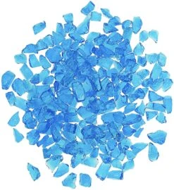 1/2'' Patio Heaters Blue Fire Glass Reflective Tempered Fire Rocks For Fire Pits, Fireplace And Fire Bowl -Cheap Grill Store QM BL HL