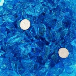 1/2'' Patio Heaters Blue Fire Glass Reflective Tempered Fire Rocks For Fire Pits, Fireplace And Fire Bowl -Cheap Grill Store QM BL HL3